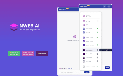 NWEB AI: ChatGPT, Gemini & Private AIs on Websites/Docs (Free with BYO Key) thumbnail