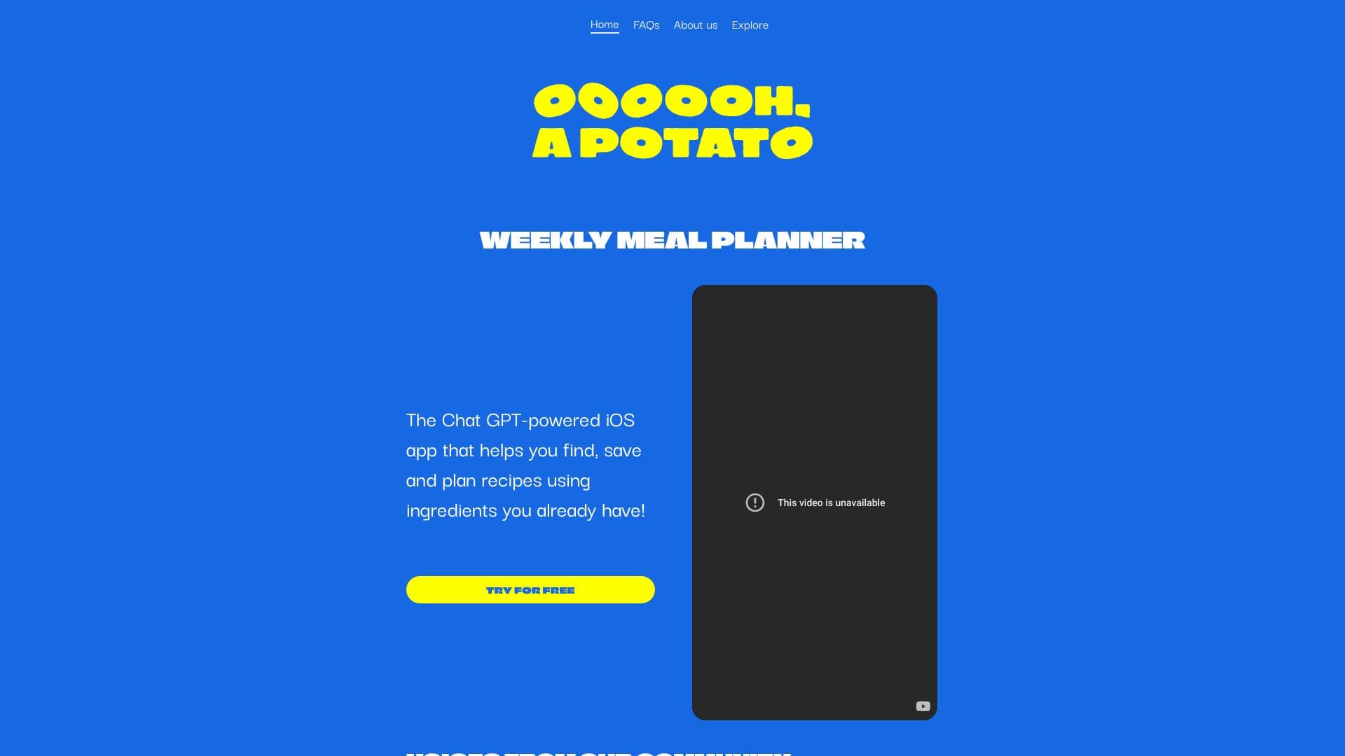 Menu planner - OH, a potato! thumbnail
