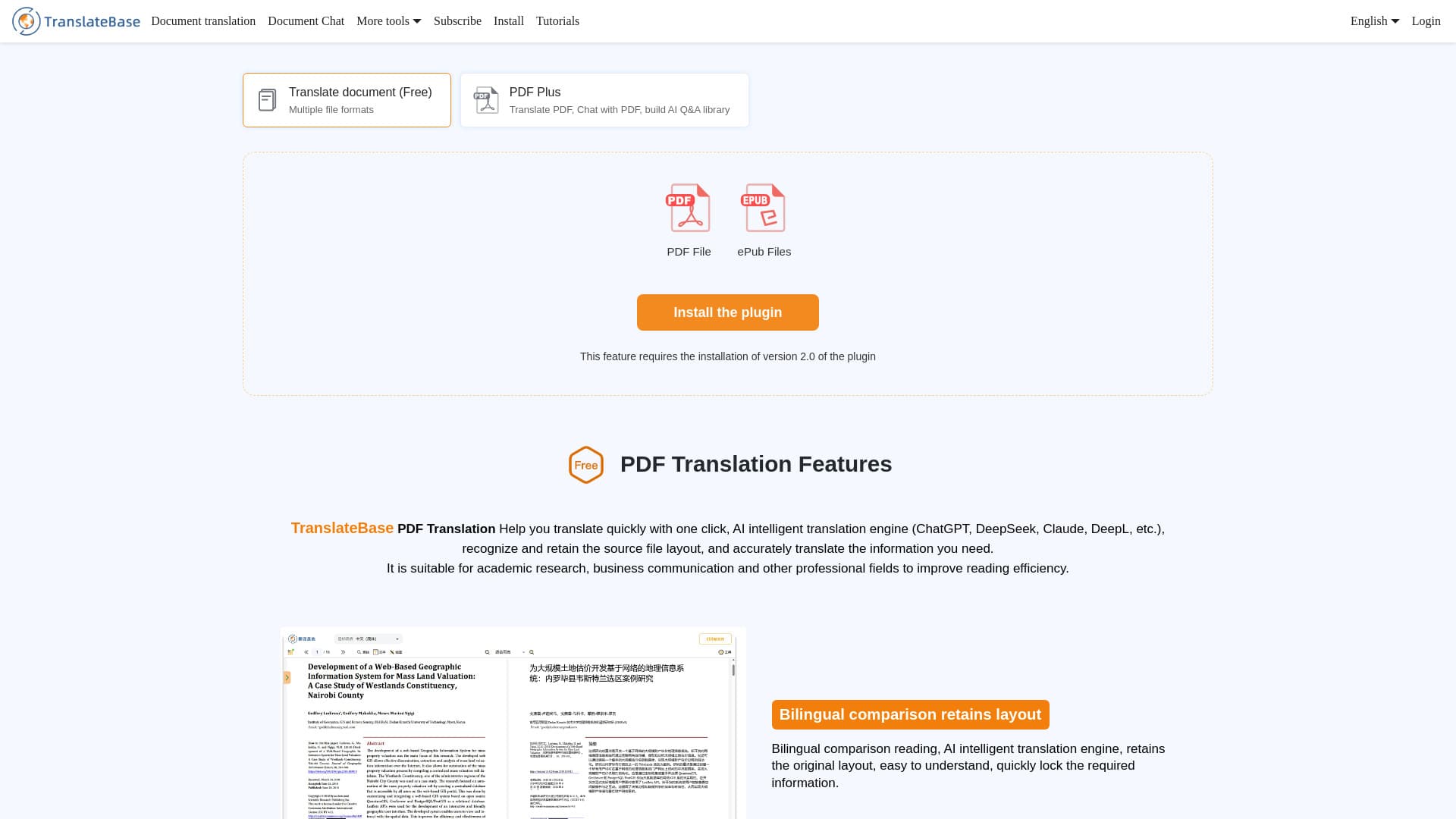 TranslateBase - Web Page, PDF and Subtitle Tranlation | Chat with PDF thumbnail