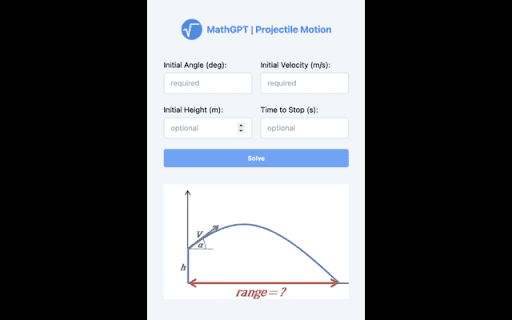 Projectile Motion Calculator and Solver | MathGPT thumbnail