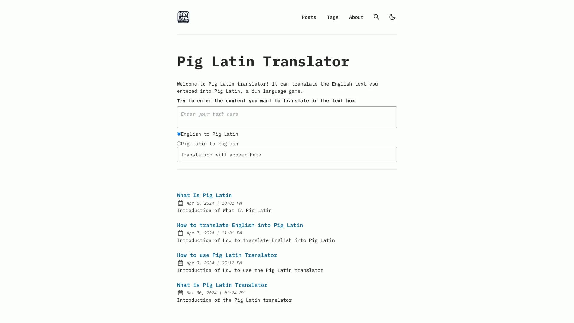 Pig Latin Translator thumbnail