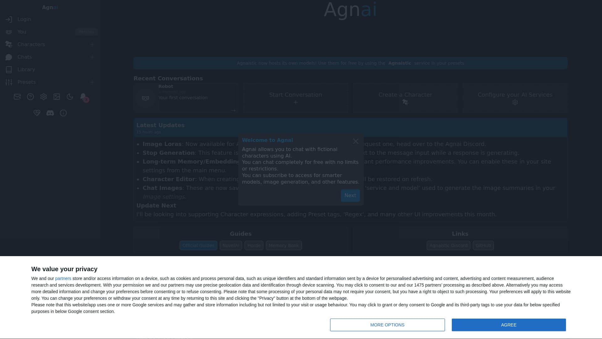 Agnaistic-agnai chat screenshot