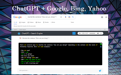 ChatGPT + Google, Bing, Yahoo thumbnail